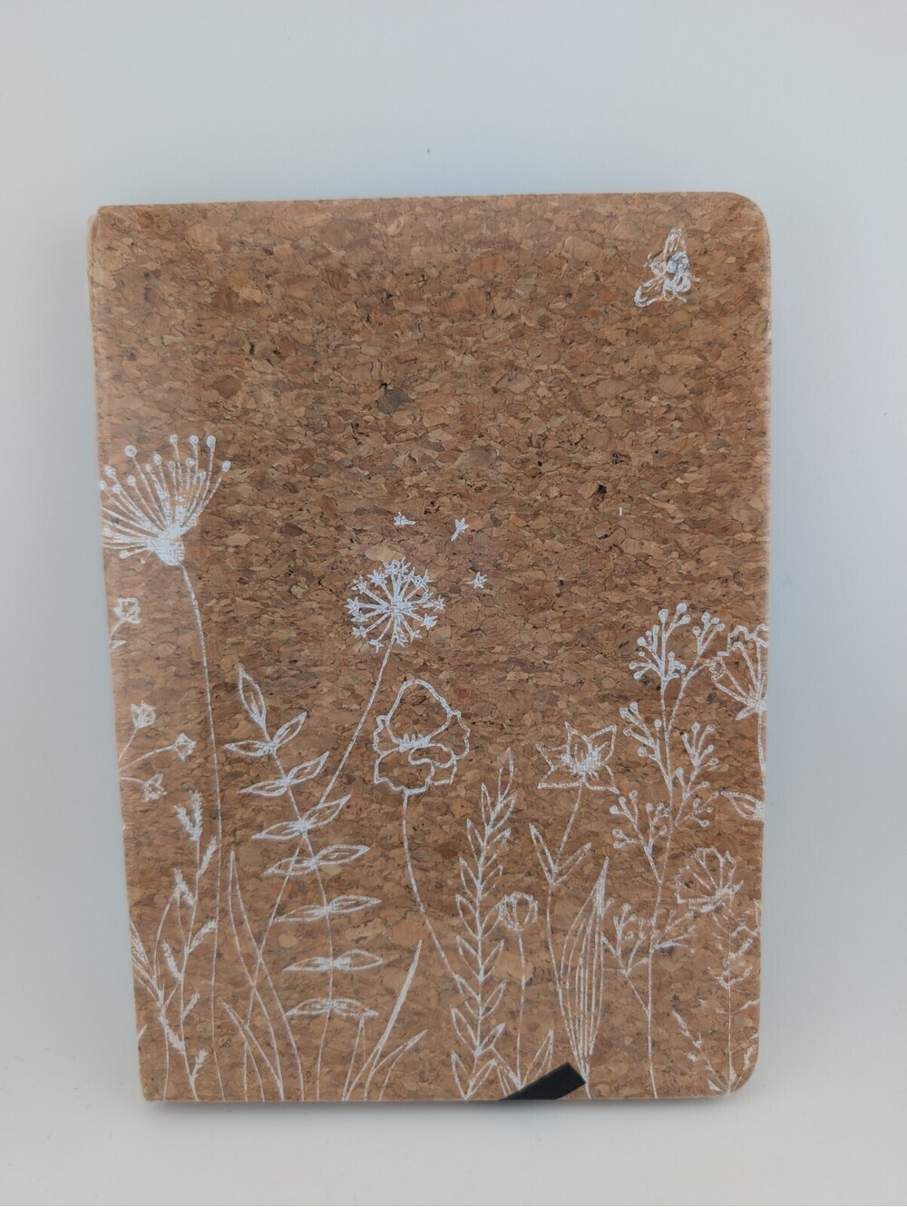 Bella Bug Cork Floral Journal Stamped White Flowers 5.75x8" 192 Ruled Pages
